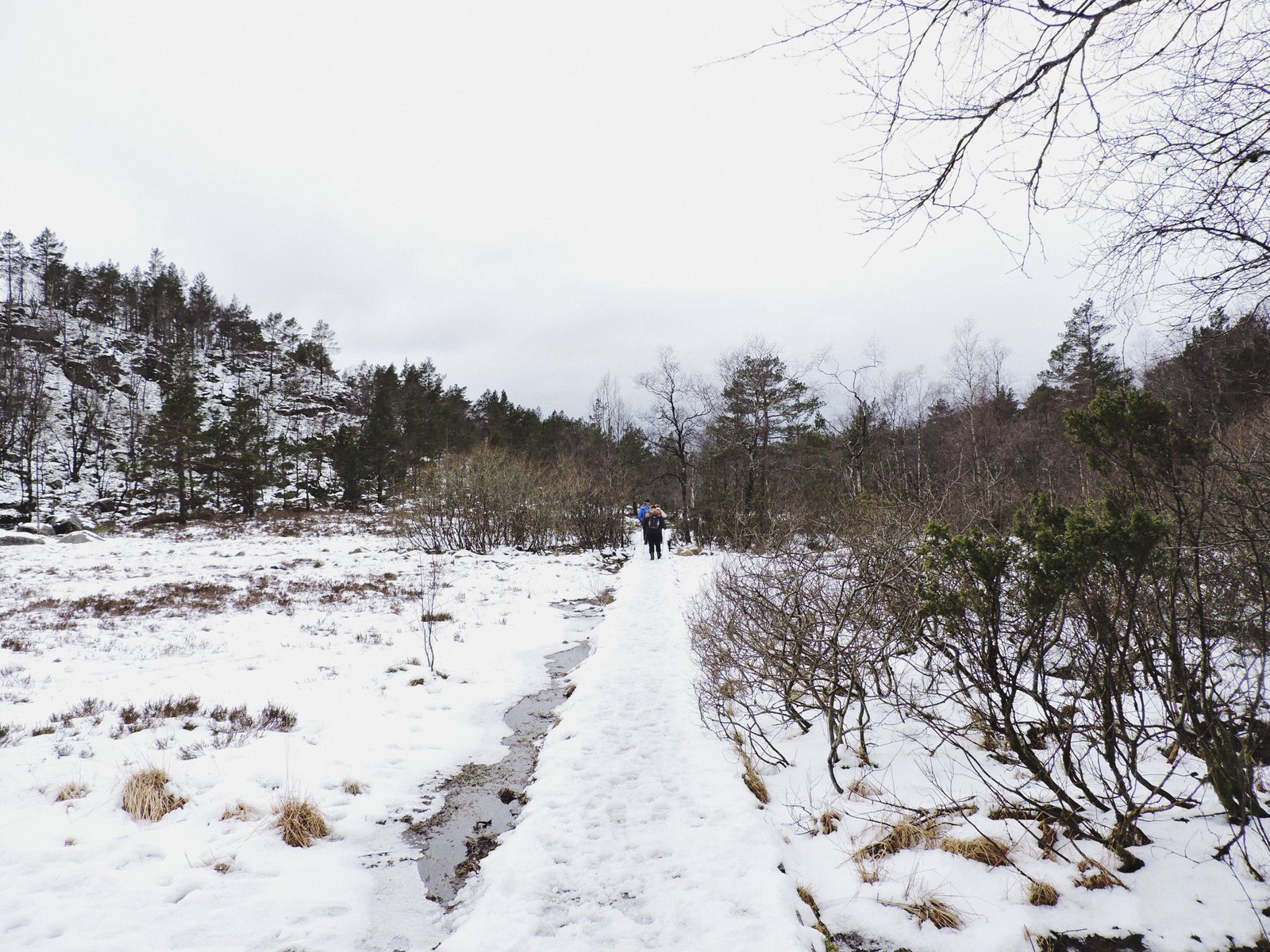 Preikestolen, Noruega - Ponte sobre lago congelado