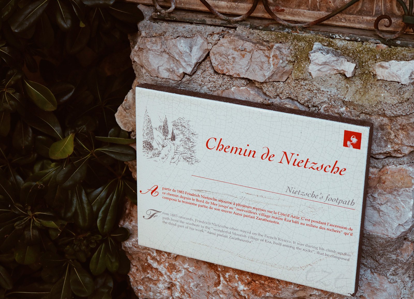 Placa do Chemin de Nietzche